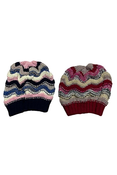 irem içgiyim Women's Multi-Colored Knitwear Single Layer Beanie 2-Pack
