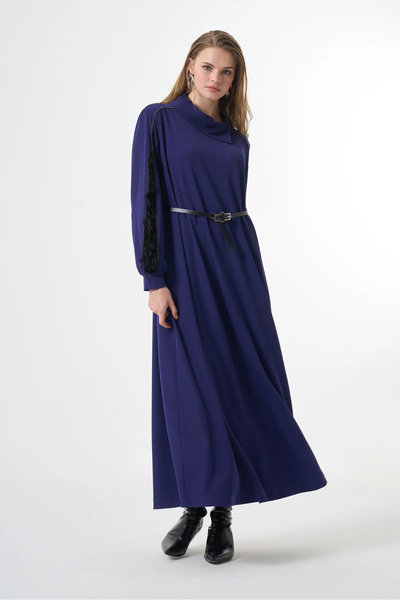 MissWhence Velvet Detailed Dress Purple 38800