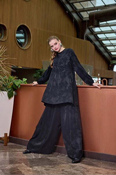 MissWhence Cupro Jacquard Tunic Set Black 38010