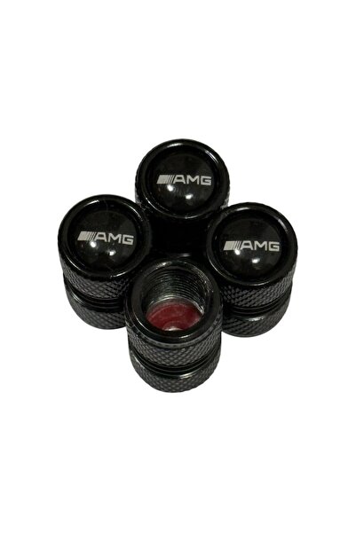 OEM Set of 4 aluminum valve caps for car, Mercedes AMG, Black