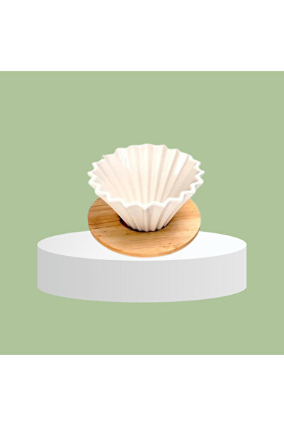 BASATA ROASTERY White ceramic filter cone with wooden base