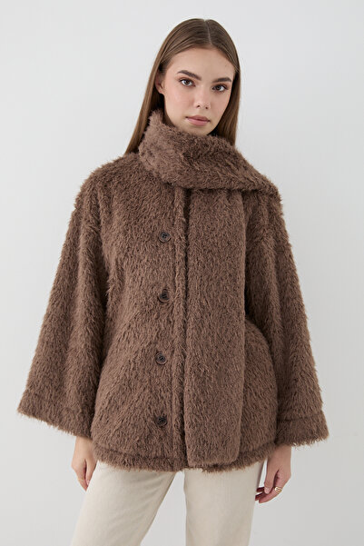 JASTE Women's Plush Shawl Collar Oversized Cardigan