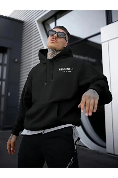 Massgai هوديي سويت شيرت للجنسين من إيسنشيالز فير جود ديزاين مطبوع بغطاء رأس قصة فضفاضة