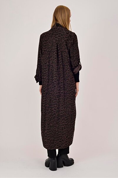 Park Moda 20119 ROCHIE CĂMĂȘĂ DIN CATIFELĂ CU MODEL LEOPARD LOVA
