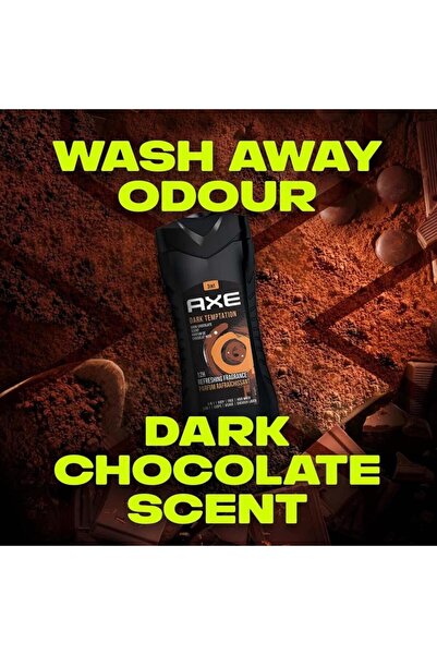 Axe 3-in-1 Body, Face & Hair Wash for Men - Dark Temptation, Dark Chocolate Scent, 400 ml
