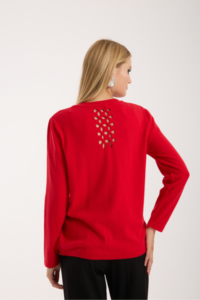 Moda Days Pearl Detailed Crew Neck Knit Blouse