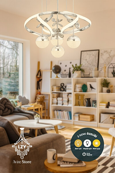 Lzy Avize Store Modern Luvina Krom 3 Renk Işık Özellikli Power Led Kaplama Sa...