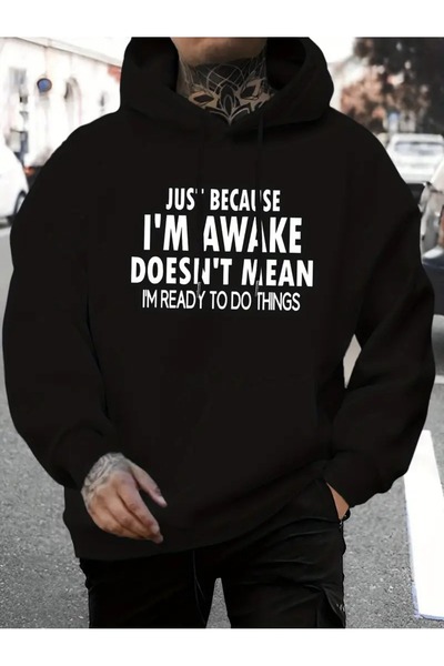 Massgai Hanorac unisex Just Because cu imprimeu Design cu glugă supradimensio...