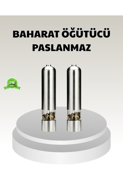 Clevora Elektrikli Tuz Karabiber Değirmeni – Paslanmaz Gövde, LED Işıklı ve Ayarlanabilir Öğütme