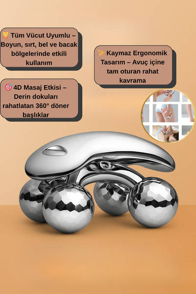 Hane Dostu 4D Yuvarlak Başlıklı Tüm Vücut Masaj Aleti – Boyun Sırt Bel Kol Ba...