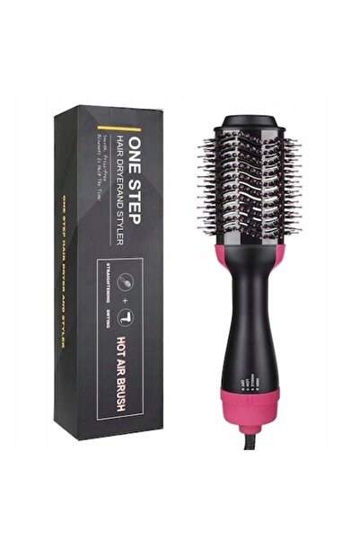 stuffix 4-in-1 1000W Hot Air Electric Brush - Dryer/Brush/Curler, Black/Pink