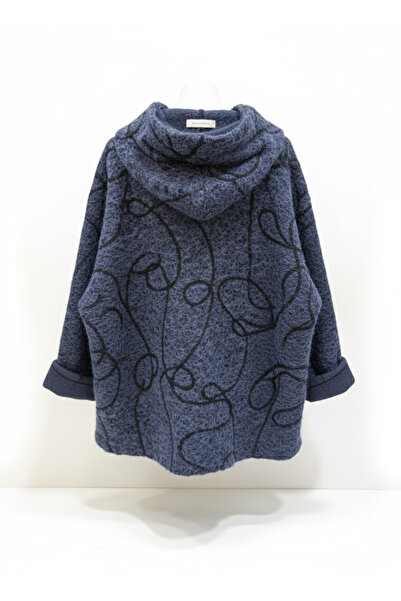 della moor Γυναικείο μπουφάν με φερμουάρ με μπλε ιταλικό πούπουλο K με κουκούλα φαρδιά εφαρμογή