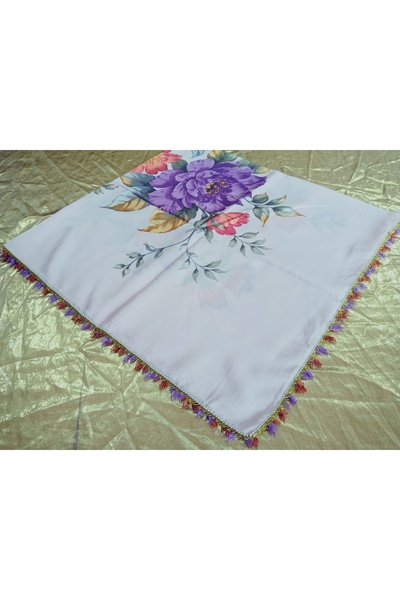 REYHAN Cenk and Zarif Handcrafted Needlework Embroidered Writing/Needlework Yemeni/Handcrafted Tulle/Baş Mevlit Cover