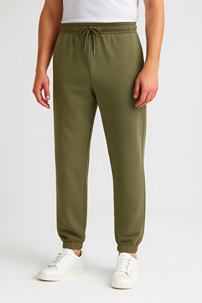 metsawear Unisex Khaki Elastic Leg Fleece-Lined 2 Thread Sweatpants – Comfortable Fit