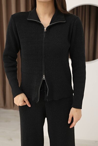 GND Double Zipper Premium Series Women's Knitwear Set, Bottom-Top Knitwear Set