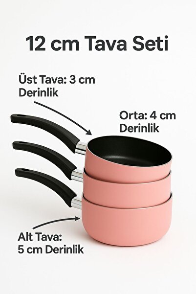 Doremcy 12 cm 3-Piece Mini Pan Set Milk Pan, Wok and Sauce Pan |   Teflon Non-Stick Suitable for Baby Food