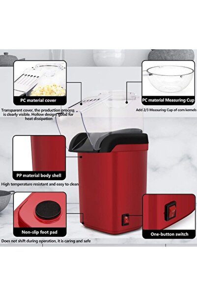 stuffix Home Popcorn Maker - Electric Hot Air Popcorn Machine, 1200W, 3-5 min