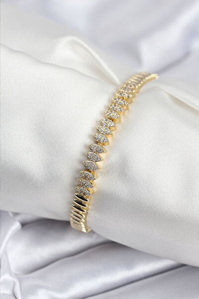 STİLLOVE سوار نسائي من سلسلة VIP النحاسية بلون ذهبي مع حجر الزركون طراز أربا