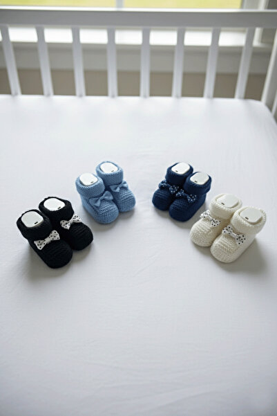 Hiciw 4 Pairs of Hand-Knitted Booties with Bows | |   0-1 Year Old Booties