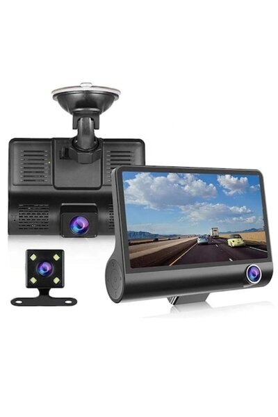 stuffix Cameră auto triplă Stuffix® 8MP 3-în-1 cu cameră spate inclusă, Full ...