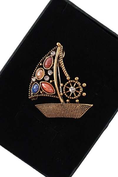 KEEBA Hayallerine yelken aç Gemi broş gold renkli taşlı yelkenli kadın erkek ...