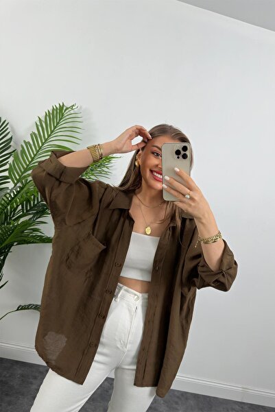 Lady Pixie Low Shoulder Fabric Oversize Shirt