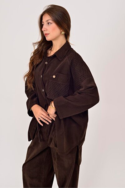 Park Moda 11439 Lova Fisto Detailled Tubular Velvet Shirt