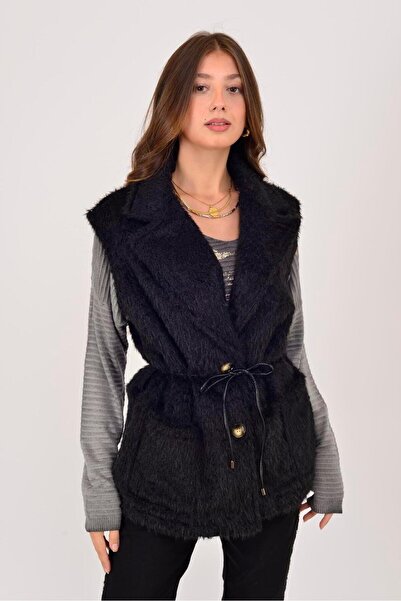 Park Moda 21807 Belt-Detail Felt Vest