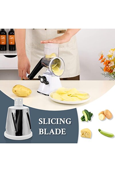 NEONI Rotary Cheese Grater with 3 Replaceable Drum Blades (Green)