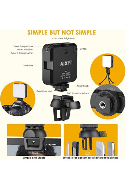 TERRION Video Conference Lighting Kit - Clip & Tripod, Dimmable Rechargeable USB Webcam Light