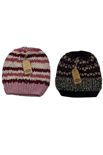 irem içgiyim Women's Multi-Colored Knitwear Single Layer Beanie 2-Pack
