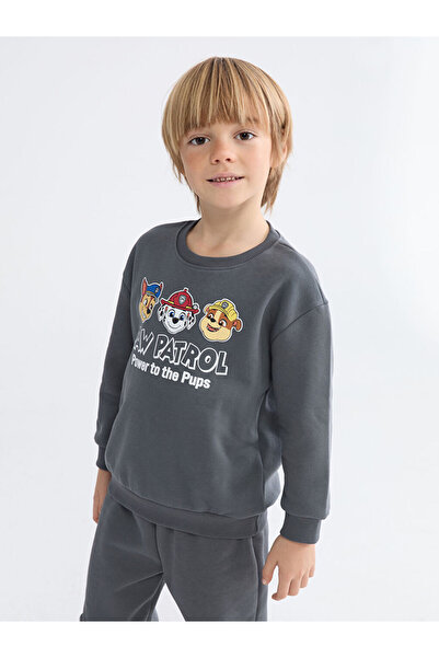 LC Waikiki LCW Kids Grey Crew Neck Paw Patrol με τύπωμα Σετ φούτερ και παντελ...