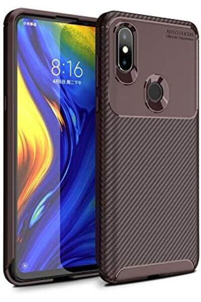Generic Durable Carbon Fiber Protective Case for Xiaomi Mi Mix 3 - Auto Focus (Brown)