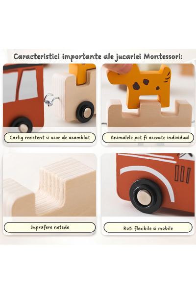 Arelair Magic Box Wooden Train with Animal Blocks, Montessori Toy, Children's Gift