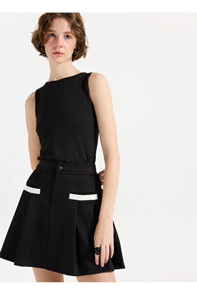 HUGO Halter Yaka Siyah Kadın Bluz 50542420