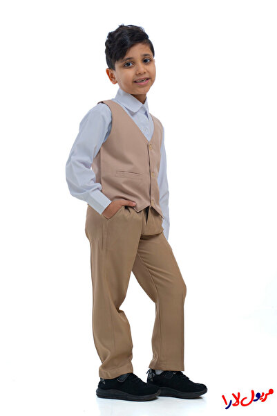 maryool lara بدلة روضة ولادي (بيج سادة) ثلاث قطع