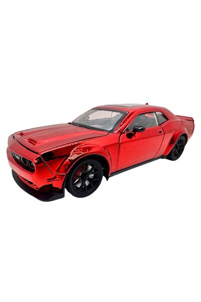 JPT Dodge Challenger SRT 1:24 Model turnat sub presiune, crom roșu