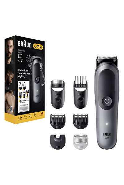 Braun Πολυλειτουργικό τρίμερ All-in-One Series 5 AIO5520, 7 σε 1, εξαιρετικά κοφτερή λεπίδα, 6 χτένες