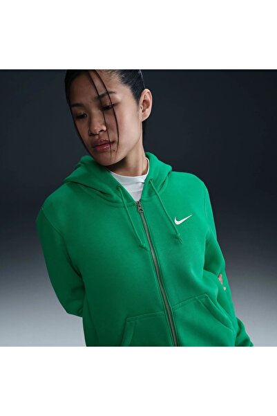Nike Αθλητικά ρούχα Phnx Fleece Γυναικείο φλις με φερμουάρ πράσινο με κουκούλα φούτερ -κανονική εφαρμογή-HJ0995-324