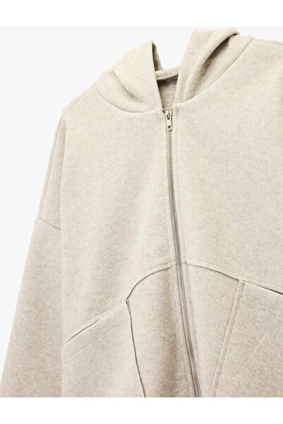 Koton Long Sleeve Pocket Detailed Zippered Hooded Oversized Jacket (Aw 25)