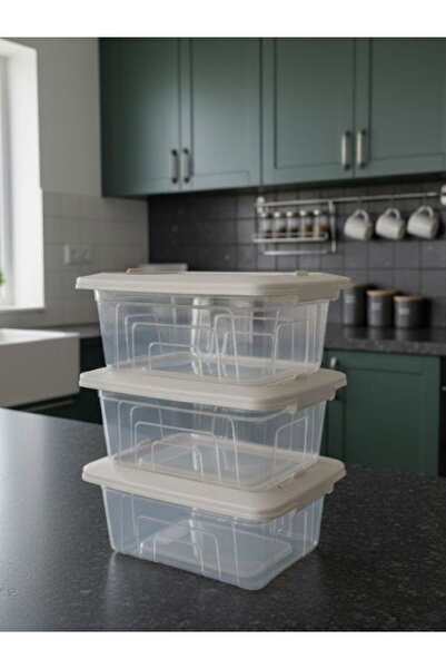 Yerli KİLİTLİ SAKLAMA KABI 3'LÜ SET (2,05LT)