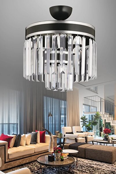 KUZEY AYDINLATMA NESİL 4 LÜ KATLI KRİSTAL TAŞLI MODERN AVİZE AYDINLATMA