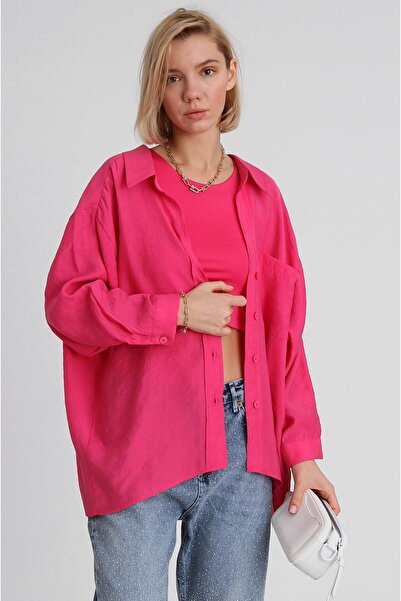 Lady Pixie Low Shoulder Fabric Oversize Shirt