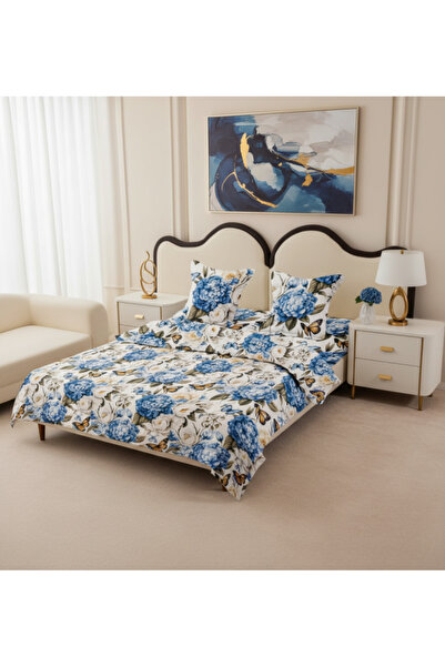 Casa Pucioasa 4-piece King-size Bedding Set Bouquet Blue (200 cm x 200-230 cm)