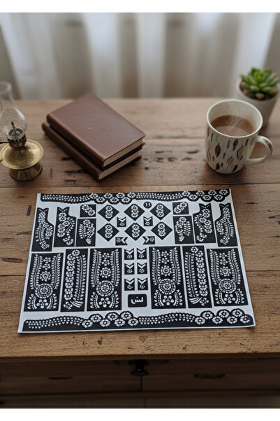 Elmas Dudu Büyük Boy Hint Kınası Şablonu (Görseldeki Ürün Gelecektir)