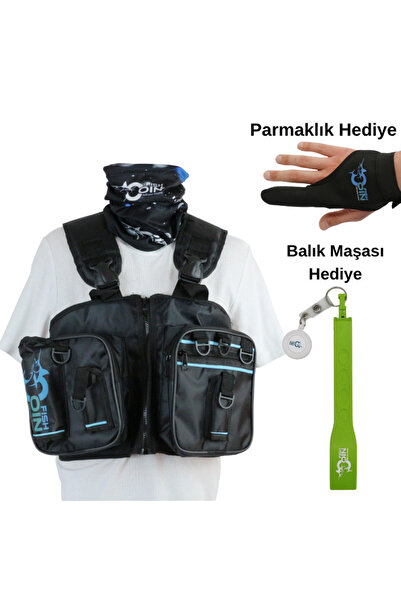 FİSHCOİN Balıkçı Spin Yeleği Atış Eldiven Ve Balık Maşa Hediyeli