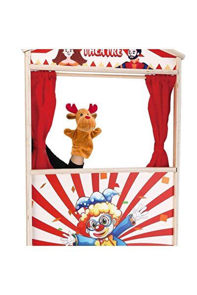 OEM Brown Christmas Reindeer Plush Puppet for Puppet Theater, 28 cm