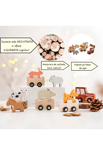 Arelair Magic Box Wooden Train with Animal Blocks, Montessori Toy, Children's Gift