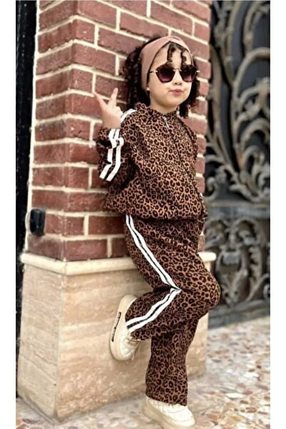 zeynoshkids 4-14 Years Old Girl's Leopard Tracksuit Set