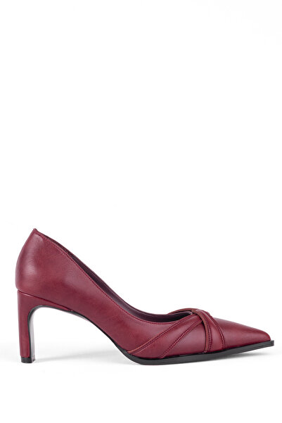 MARY Modern Curve Cross Band Detailed Thin Heel Pointed Toe Classic Style Women's Heeled Shoes